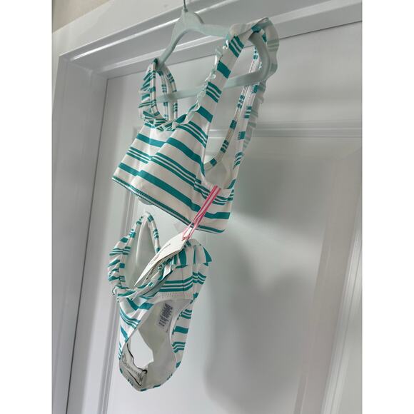 Vineyard Vines J-Stripe Square Neck Bikini White and Blue Size 5/6 NWTs - Picture 2 of 4